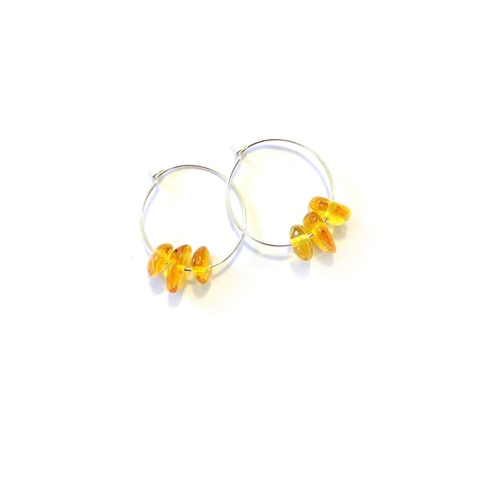 Amber SS hoop earringa